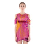 Magenta Boardwalk Carnival, Abstract Ocean Shimmer Cutout Shoulder Dress