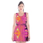 Magenta Boardwalk Carnival, Abstract Ocean Shimmer Scoop Neck Skater Dress Magenta Boardwalk Carnival, Abstract Ocean Shimmer Scoop Neck Skater Dress