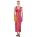 Magenta Boardwalk Carnival, Abstract Ocean Shimmer Fitted Maxi Dress