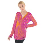 Magenta Boardwalk Carnival, Abstract Ocean Shimmer Women s Tie Up Tee Magenta Boardwalk Carnival, Abstract Ocean Shimmer Women s Tie Up Tee
