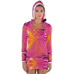 Magenta Boardwalk Carnival, Abstract Ocean Shimmer Women s Long Sleeve Hooded T-shirt