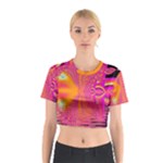 Magenta Boardwalk Carnival, Abstract Ocean Shimmer Cotton Crop Top