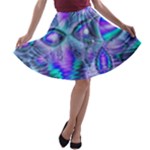 Peacock Crystal Palace Of Dreams, Abstract A-line Skater Skirt