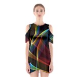 Peacock Symphony, Abstract Rainbow Music Cutout Shoulder Dress
