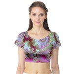 Raspberry Lime Delighraspberry Lime Delight, Abstract Ferris Wheel Short Sleeve Crop Top (Tight Fit)