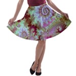 Raspberry Lime Delighraspberry Lime Delight, Abstract Ferris Wheel A-line Skater Skirt