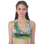 Rose Apple Green Dreams, Abstract Water Garden Sports Bra