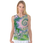 Rose Apple Green Dreams, Abstract Water Garden Women s Basketball Tank Top