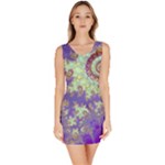 Sea Shell Spiral, Abstract Violet Cyan Stars Sleeveless Bodycon Dress Sea Shell Spiral, Abstract Violet Cyan Stars Sleeveless Bodycon Dress