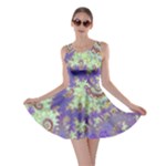 Sea Shell Spiral, Abstract Violet Cyan Stars Skater Dress Sea Shell Spiral, Abstract Violet Cyan Stars Skater Dress