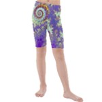 Sea Shell Spiral, Abstract Violet Cyan Stars Kid s Mid Length Swim Shorts Sea Shell Spiral, Abstract Violet Cyan Stars Kid s Mid Length Swim Shorts