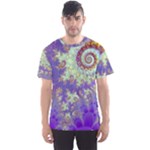 Sea Shell Spiral, Abstract Violet Cyan Stars Men s Sport Mesh Tee