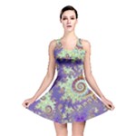 Sea Shell Spiral, Abstract Violet Cyan Stars Reversible Skater Dress Sea Shell Spiral, Abstract Violet Cyan Stars Reversible Skater Dress