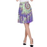 Sea Shell Spiral, Abstract Violet Cyan Stars A-Line Skirt Sea Shell Spiral, Abstract Violet Cyan Stars A-Line Skirt