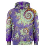 Sea Shell Spiral, Abstract Violet Cyan Stars Men s Pullover Hoodie