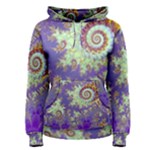 Sea Shell Spiral, Abstract Violet Cyan Stars Women s Pullover Hoodie