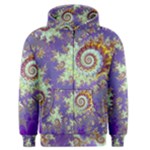 Sea Shell Spiral, Abstract Violet Cyan Stars Men s Zipper Hoodie