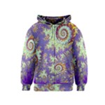 Sea Shell Spiral, Abstract Violet Cyan Stars Kids  Zipper Hoodie