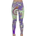 Sea Shell Spiral, Abstract Violet Cyan Stars Yoga Leggings