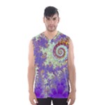 Sea Shell Spiral, Abstract Violet Cyan Stars Men s Basketball Tank Top