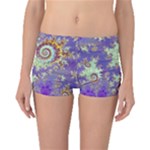 Sea Shell Spiral, Abstract Violet Cyan Stars Boyleg Bikini Bottoms