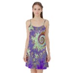 Sea Shell Spiral, Abstract Violet Cyan Stars Satin Night Slip Sea Shell Spiral, Abstract Violet Cyan Stars Satin Night Slip