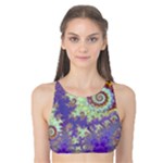 Sea Shell Spiral, Abstract Violet Cyan Stars Tank Bikini Top