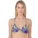 Sea Shell Spiral, Abstract Violet Cyan Stars Reversible Tri Bikini Top