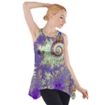 Sea Shell Spiral, Abstract Violet Cyan Stars Side Drop Tank Tunic Sea Shell Spiral, Abstract Violet Cyan Stars Side Drop Tank Tunic