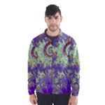 Sea Shell Spiral, Abstract Violet Cyan Stars Wind Breaker (Men)