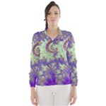 Sea Shell Spiral, Abstract Violet Cyan Stars Wind Breaker (Women) Sea Shell Spiral, Abstract Violet Cyan Stars Wind Breaker (Women)