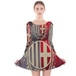 Ac Milan Long Sleeve Velvet Skater Dress