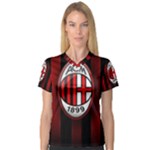 Ac Milan Logo Women s V-Neck Sport Mesh Tee