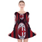 Ac Milan Logo Long Sleeve Velvet Skater Dress