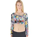 Alpha Pattern Long Sleeve Crop Top (Tight Fit)