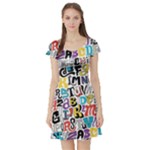 Alpha Pattern Short Sleeve Skater Dress