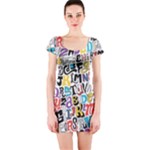 Alpha Pattern Short Sleeve Bodycon Dress
