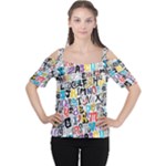 Alpha Pattern Women s Cutout Shoulder Tee