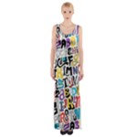Alpha Pattern Maxi Thigh Split Dress