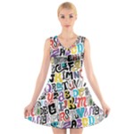 Alpha Pattern V-Neck Sleeveless Dress