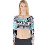 Always Making Pattern Long Sleeve Crop Top (Tight Fit)