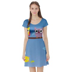 Short Sleeve Skater Dress Front Short Sleeve Skater Dress Front