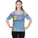 Animal Bird Cartoon Women s Cutout Shoulder Tee
