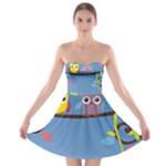 Animal Bird Cartoon Strapless Bra Top Dress