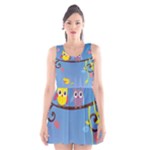 Animal Bird Cartoon Scoop Neck Skater Dress