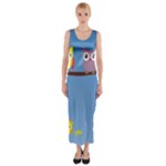 Animal Bird Cartoon Fitted Maxi Dress