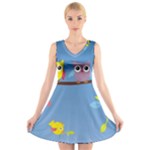 Animal Bird Cartoon V-Neck Sleeveless Dress