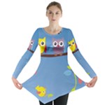 Animal Bird Cartoon Long Sleeve Tunic 