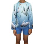 Animated Nature Wallpaper Animated Bird Kid s Long Sleeve Swimwear