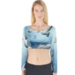 Animated Nature Wallpaper Animated Bird Long Sleeve Crop Top (Tight Fit)